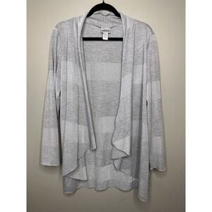 Chico’s Lightweight Silver 3 US XL Open Cardigan Sweater Duster